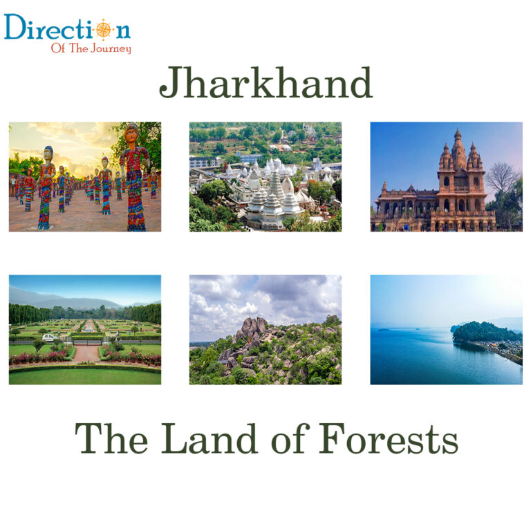 Beautiful landscape of Jharkhand featuring waterfalls, forests, tribal culture, Baidyanath Temple, and famous tourist attractions in India.