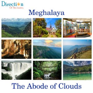 Double Decker Living Root Bridge in Meghalaya surrounded by lush green forests during the monsoon season.