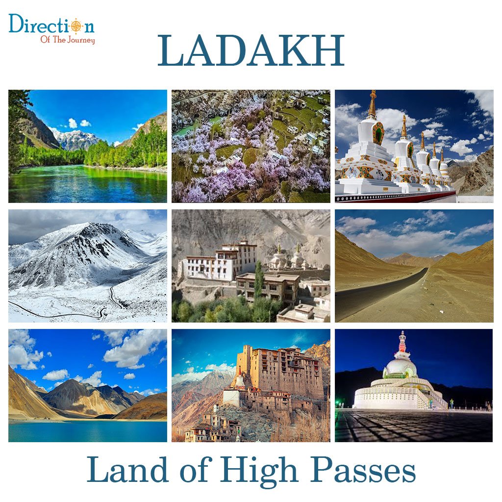 Scenic Ladakh mountain landscape with blue sky and rugged Himalayan mountains