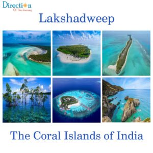 Aerial view of turquoise lagoon and white sand beach in Lakshadweep