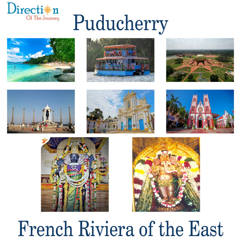 French colonial streets and colorful heritage buildings in White Town, Puducherry, showcasing the city's unique Indo-French architecture.
