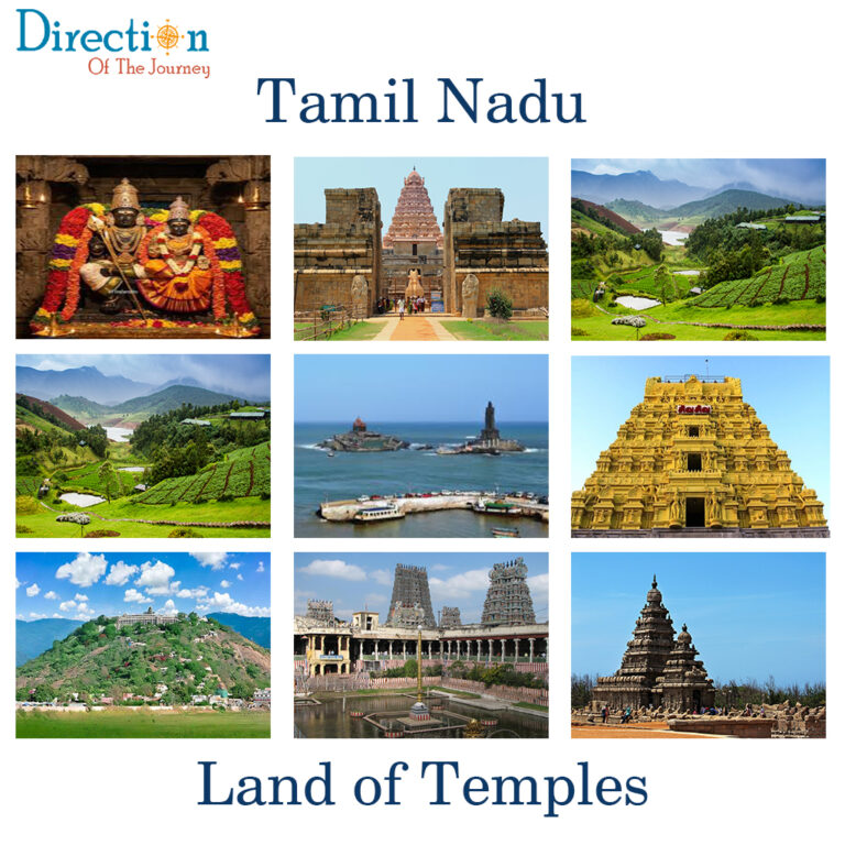 Tamil Nadu travel guide featuring a traditional South Indian temple with a colorful Dravidian-style gopuram