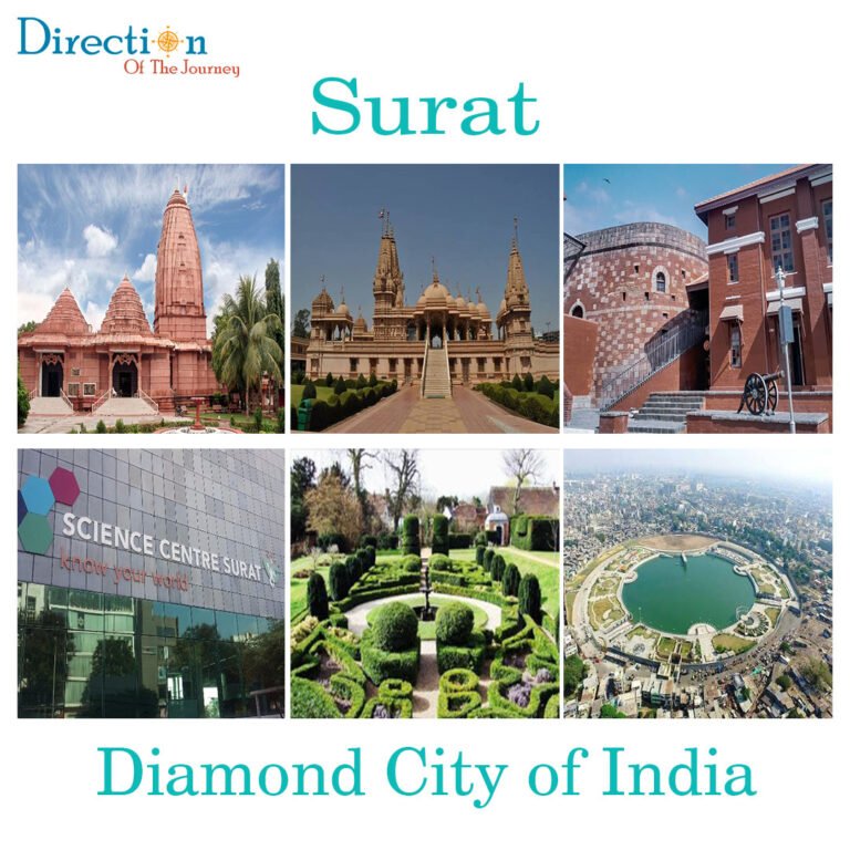 Surat city in Gujarat with its urban landscape and Tapi River region